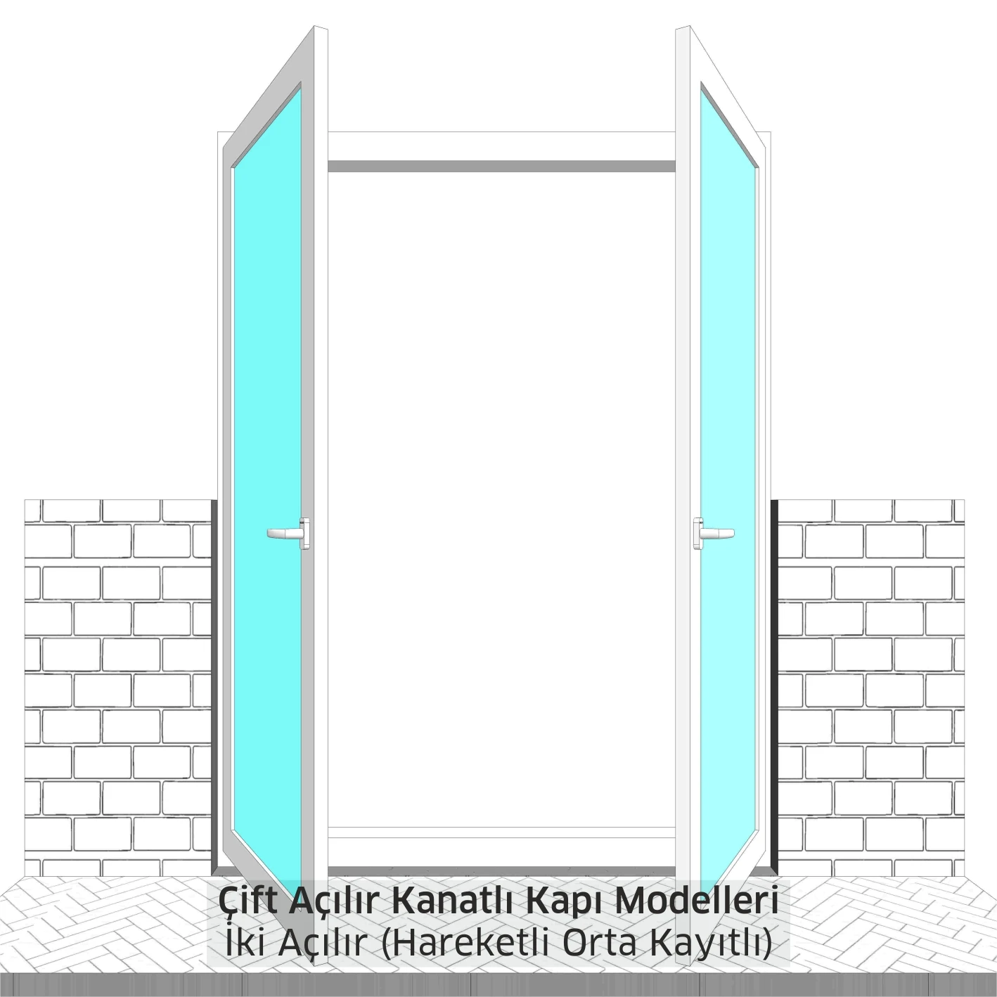 Çift Açılır Kanatlı Kapı Modelleri (Hareketli Orta Kayıtlı)